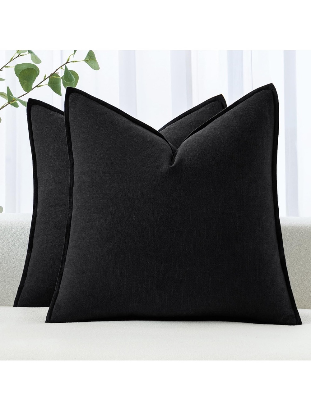 MIULEE Decorative Linen Euro Sham Pillow Covers 24x24 (2)-1066/bb8-1